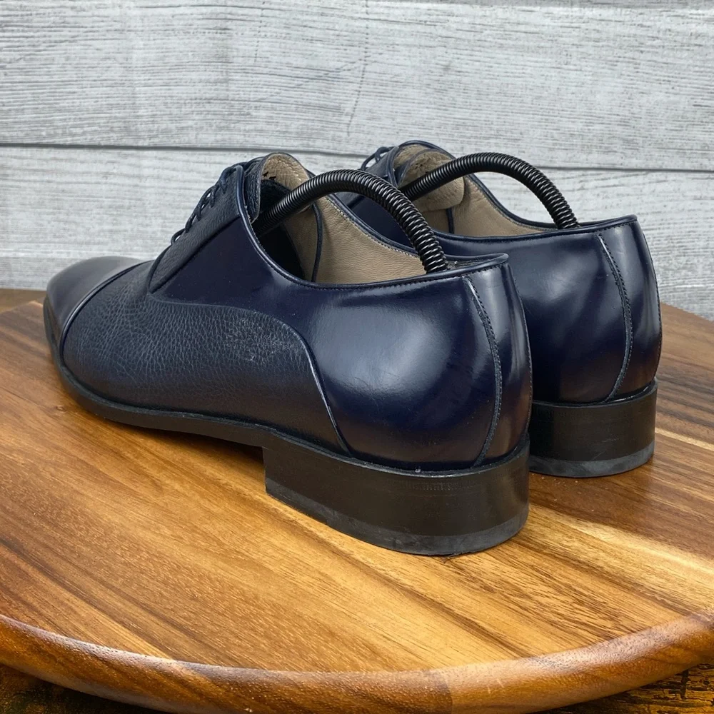 Pelle Line Bryan Cap Toe Deer Skin Navy Leather Oxford Men’s Size 11 EU 44
